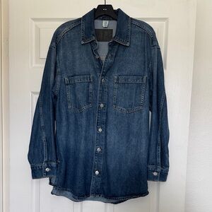 Classic Blue Denim Button Down Shirt